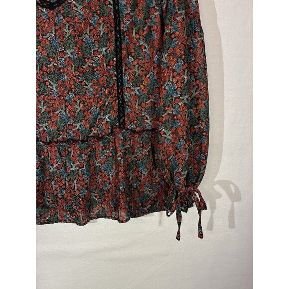 MATILDA JANE Women’s Small Floral Babydoll Boho Multi Color Sheer Shirt - Picture 3 of 9